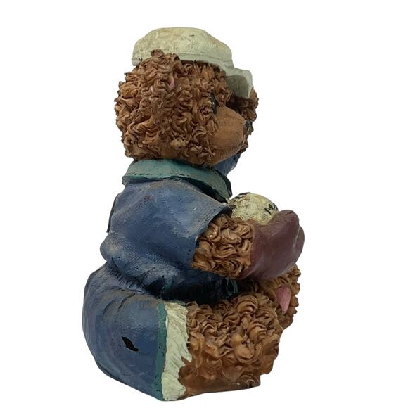 Little League Bear with Baseball and Ball Cap Resin Figurine - Picture 2 of 8